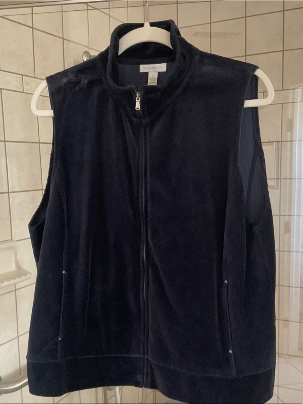 Charter Club Navy Blue Sleeveless Zip-Up Vest